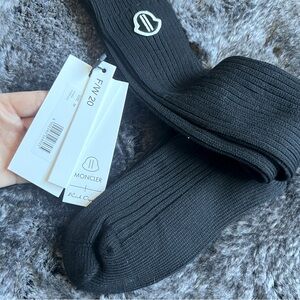 Moncler x Rick Owens Black Ribbed knit Socks knee high tennis golf gift new